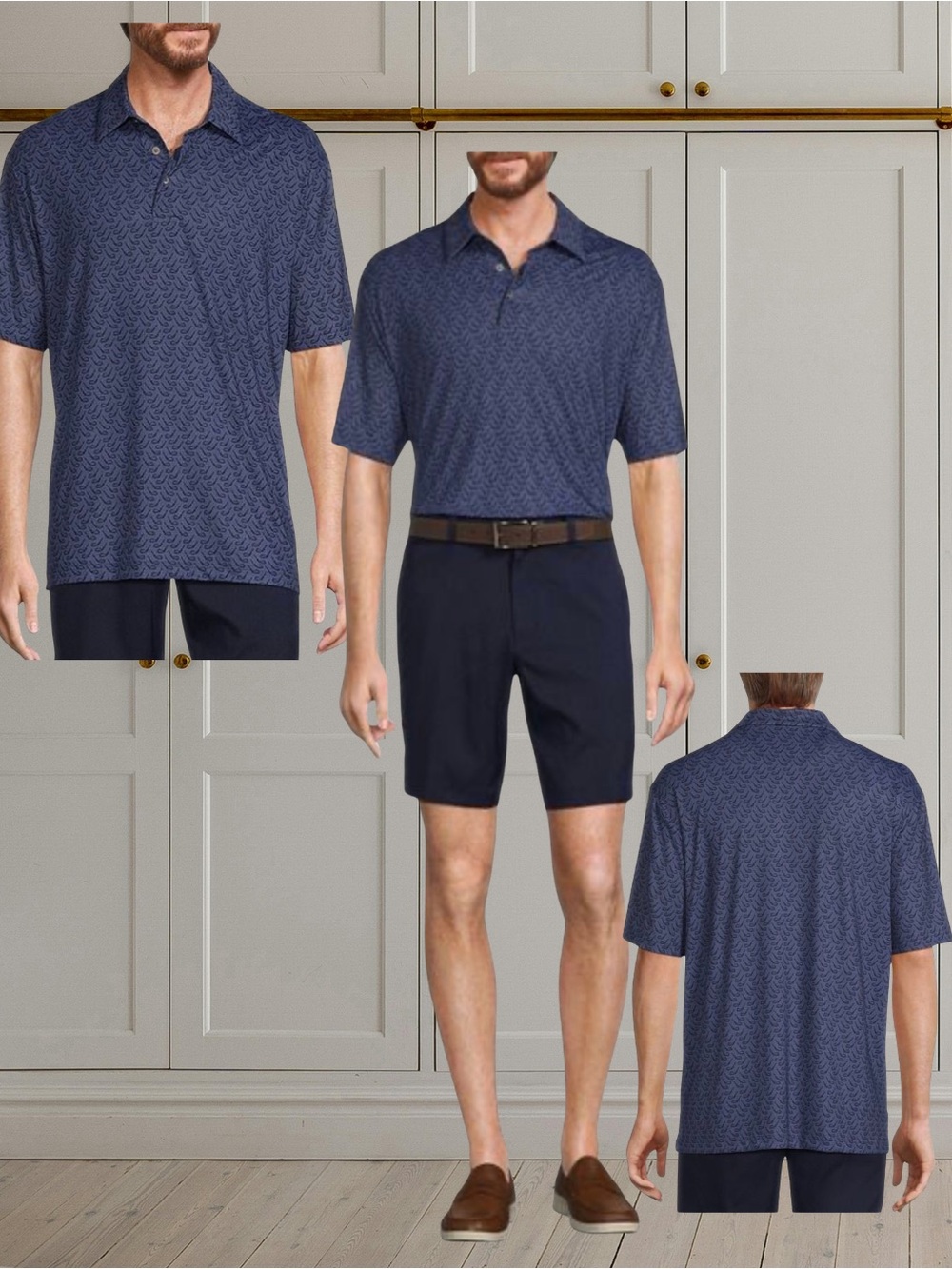 NWT Roundtree & Yorke Golf Club Patterned Performance Polo